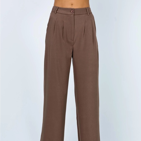 Princess Polly Archer Pants Brown Wide-Leg Trousers - Picture 2 of 10